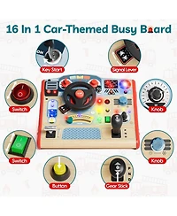 Top Bright Busy Board Toys with Led Light Sensory Toys with Sounds and Switches, Activity Board Car Driving Toy for Toddler