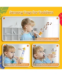 Top Bright 3 in 1 Sensory Toys For Toddler with Whistle Ball Blowing Floating Blow Pipe Balls Fine Motor Skills Learning Toy For Kids