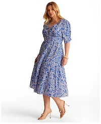 Estelle Plus Sizes Dreamaya Tiered V-neck Fit Flare Midi Dress