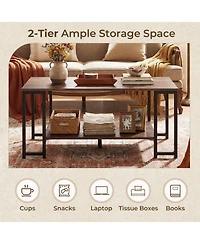 Slickblue Modern Side Accent Table with Open Storage Shelf for Small Spaces