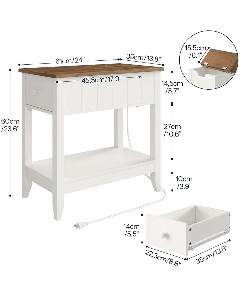 Slickblue Living Room Side Table with Power Station, Usb Ports and Ac Outlets