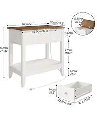 Slickblue Living Room Side Table with Power Station, Usb Ports and Ac Outlets