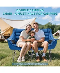 Aboron Oversized Padded Camping Chair - Heavy Duty Folding Outdoor Couch with Side Pocket and Cotton Padding for Patio and Sports