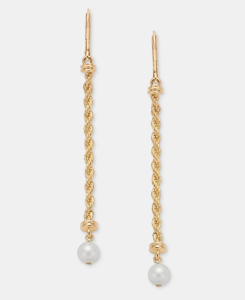Lauren Ralph Lauren Imitation Pearl Rope Chain Linear Drop Earrings
