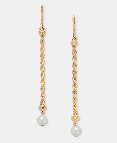Lauren Ralph Lauren Imitation Pearl Rope Chain Linear Drop Earrings