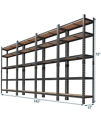 Set of 4 Storage Shelves, 72 Inch Black Heavy Duty Metal Shelving Unit with Adjustable Shelves for Basement, Warehouse, Pantry, Closet, Kitchen