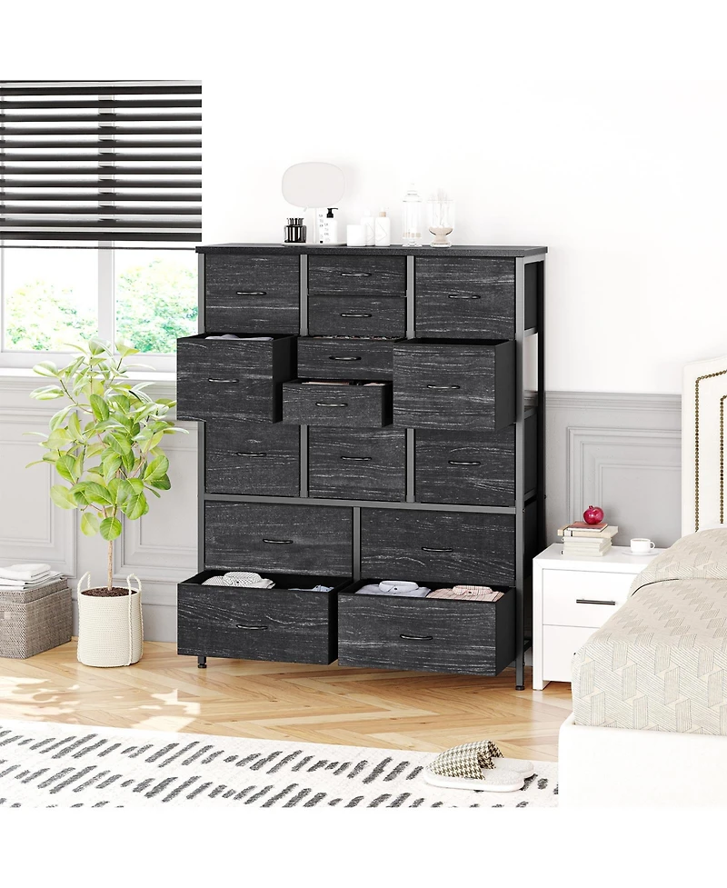 homfan 15 Drawers Dresser for Bedroom, Tall Dressers Fabric Storage Dresser Organizer Large Chest of Drawers for Closet, Hallway, Living Room