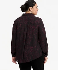 I.n.c. International Concepts Plus Print Collared Long-Sleeve Tunic, Macy's Exclusive