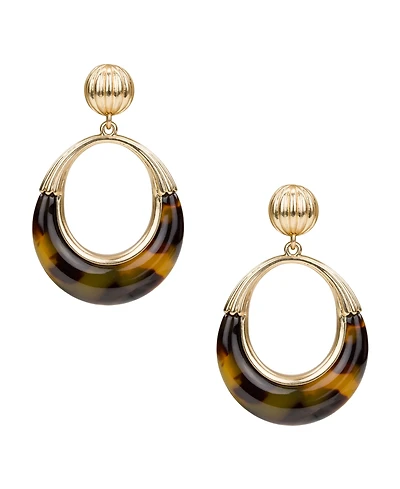 Patricia Nash Pave Tortoise Resin Collection Doorknocker Earrings