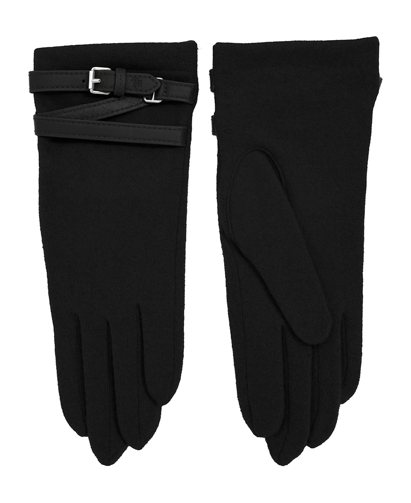 Lauren Ralph Leather Belted Cashmere Blend Touch Gloves