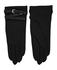 Lauren Ralph Leather Belted Cashmere Blend Touch Gloves