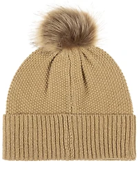 Lauren Ralph Metallic Direct Embroidery Cable Pom Beanie