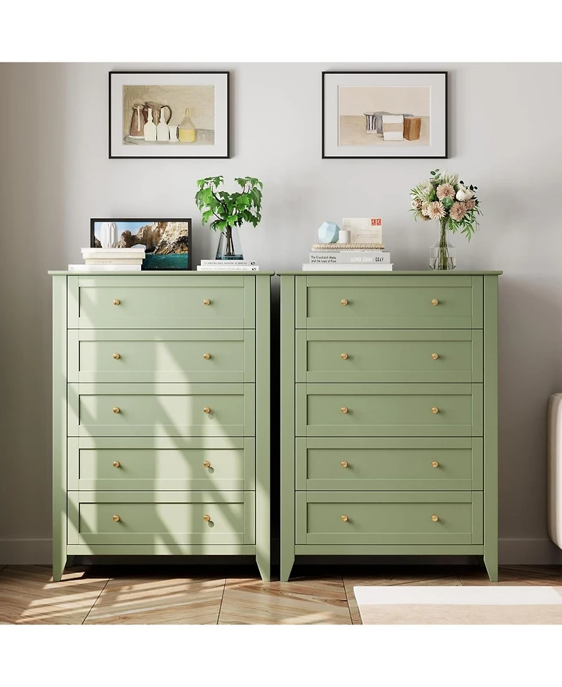 gaomon 5 Drawer Dresser for Bedroom, Dresser with Deep Drawers and Metal Knobs, Tall Modern Wooden Chests of Drawers for Entryway, Hallway