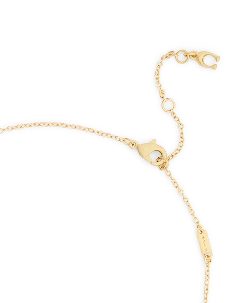 Coach Gold Signature Logo Interlocking Ring Pendant Necklace