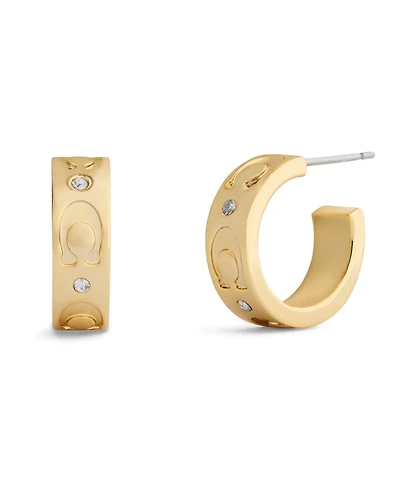 Coach Faux-Stone Signature C Stone Huggie Earrings
