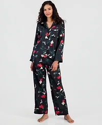 I.n.c. International Concepts Women's Printed Satin Long Pajama Set, Macy's Exclusive