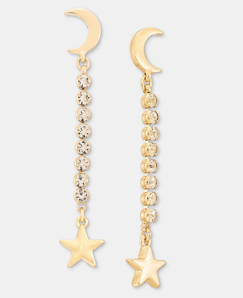 Karl Lagerfeld Paris Crystal Star & Moon Linear Drop Earrings