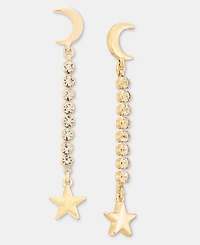 Karl Lagerfeld Paris Crystal Star & Moon Linear Drop Earrings