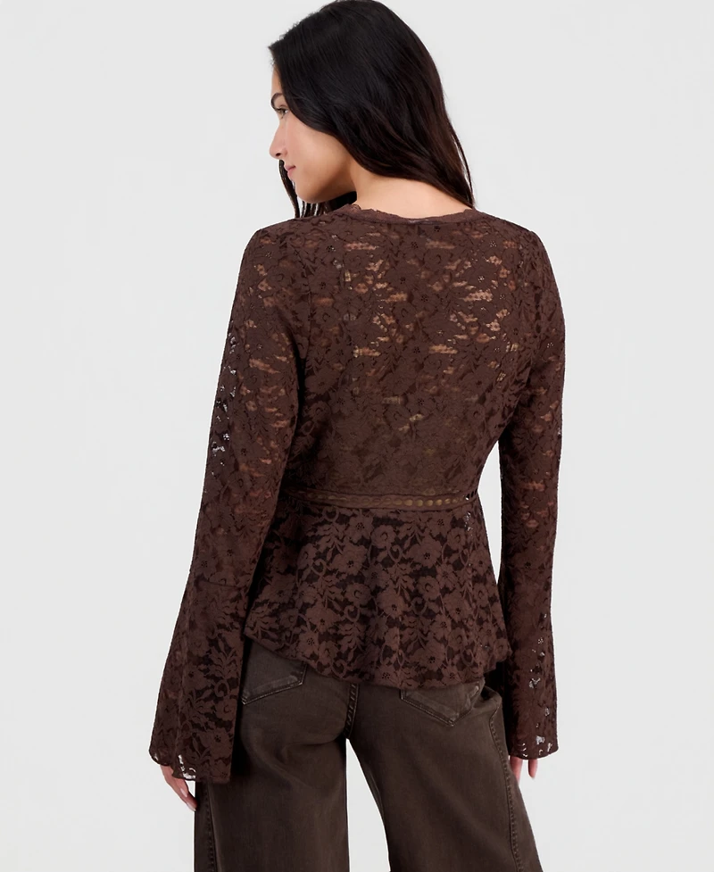 And Now This Women's Lace Bell-Sleeve Button-Front Top, Macy's Exclusive