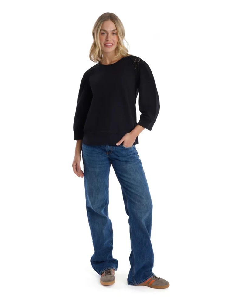 Wilt Women's Sleeve Eyelet Mix Tee