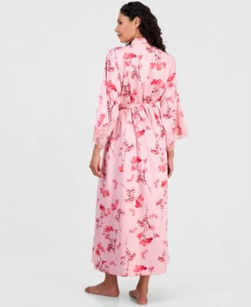 I.N.C. International Concepts Womens Printed Satin Long Robe Nightgown Macys Exclusive