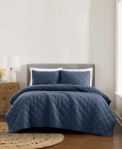 Brooklyn Loom Diamond Washed Cotton 3-Piece Quilt Set, King