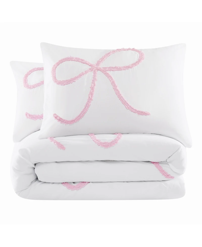 Truly Soft Textured Bow 3-Piece Comforter Set, Full/Queen