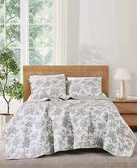 Brooklyn Loom Mila Floral 3-Piece Quilt Set, Full/Queen