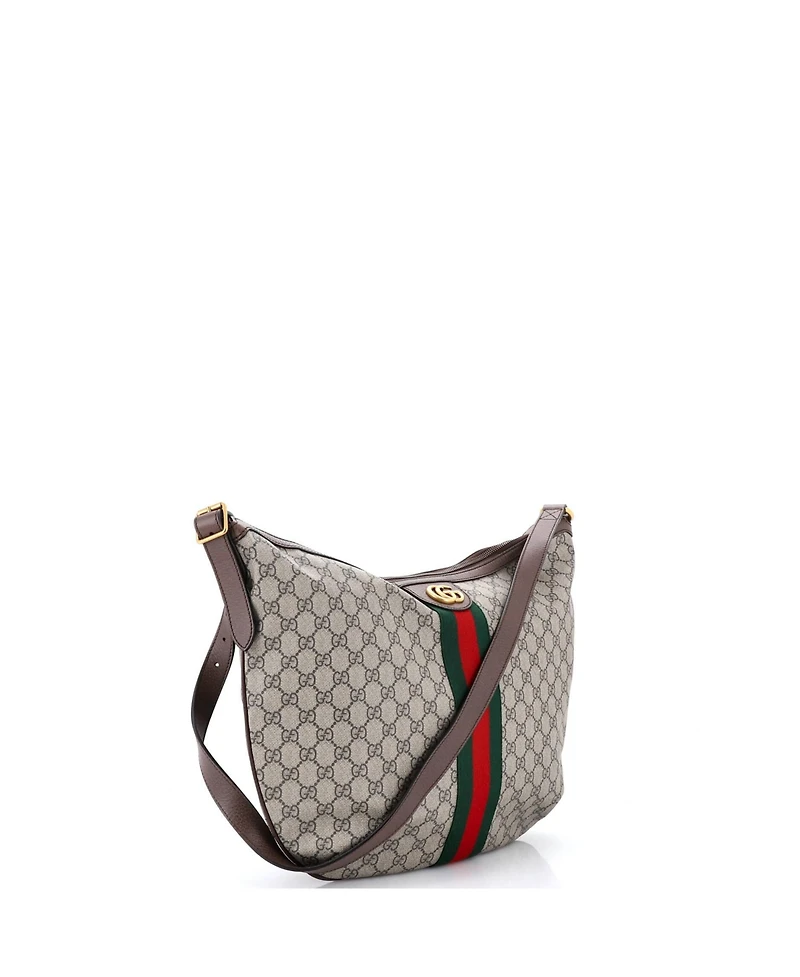 Pre-Owned Gucci Large Ophidia Half Moon Hobo Gg Coated Canvas