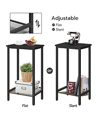 Slickblue Narrow Side Table with Mesh Shelves and Industrial Style Frame
