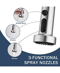 Phying 3-in-1 Kitchen Faucet with Press-Type Glass Rinser, High-Arc Pull-Down Sprayer Faucet