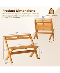 Slickblue Acacia Wood Garden Bench for 2 People, Patio Seating Solution