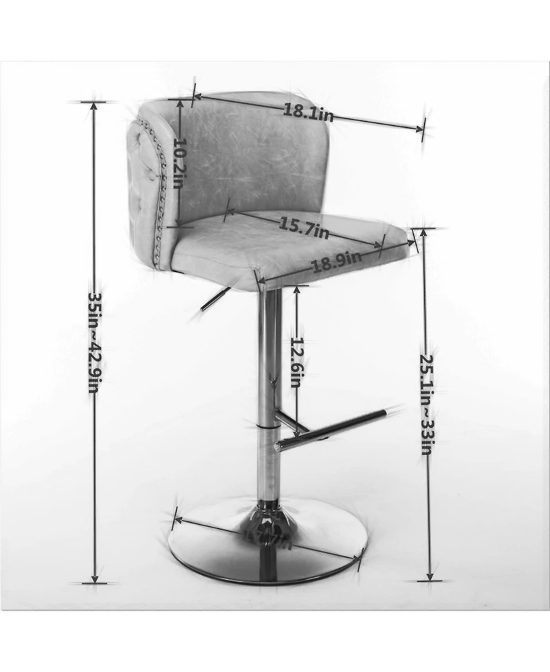 Clihome Swivel Barstools Adjusatble Seat Height With Chrome Base, Modern Pu Upholstered Bar Stools with the whole Back Tufted