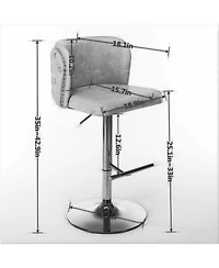Clihome Swivel Barstools Adjusatble Seat Height With Chrome Base, Modern Pu Upholstered Bar Stools with the whole Back Tufted
