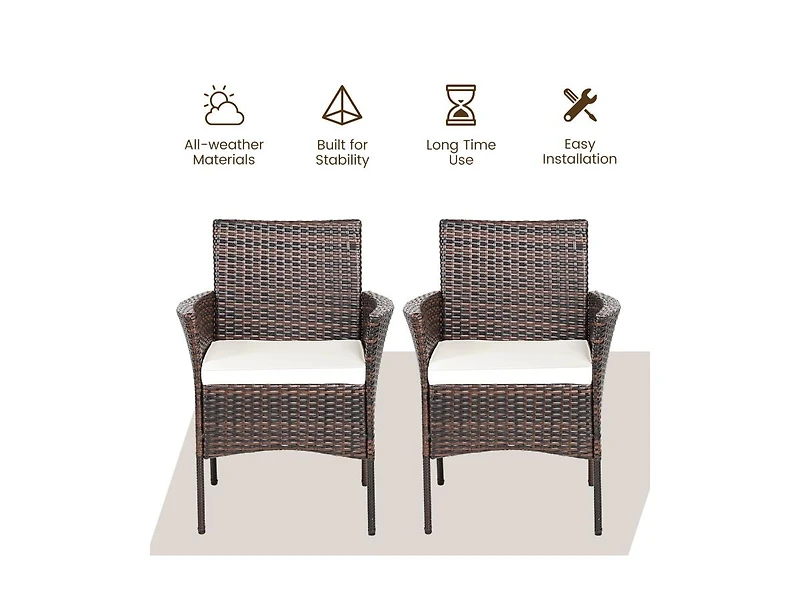 Mondawe 2 Pieces Outdoor Pe Rattan Armchairs with Removable Cushions