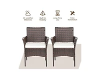 Mondawe 2 Pieces Outdoor Pe Rattan Armchairs with Removable Cushions