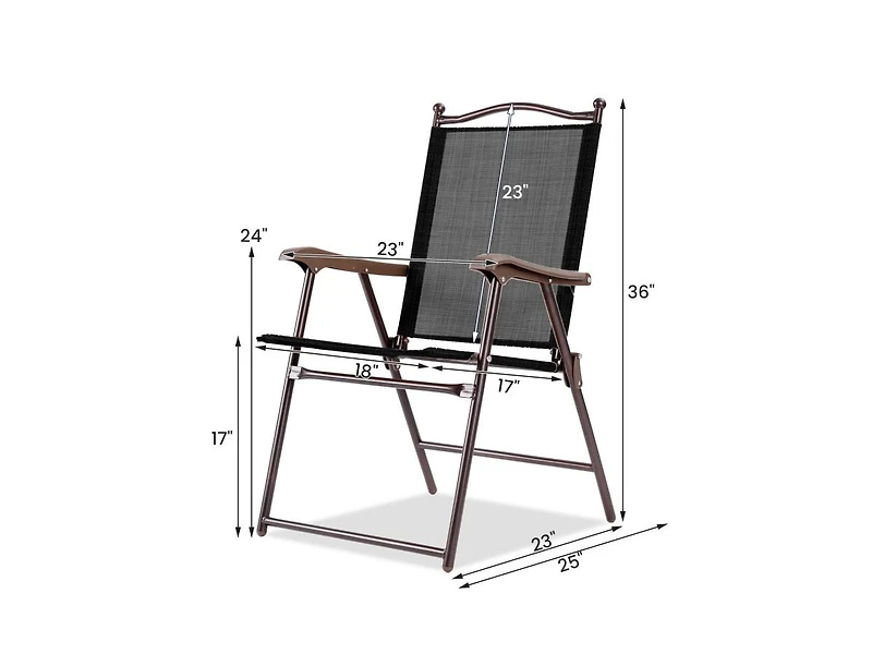 Mondawe Set of 2 Patio Folding Sling Back Camping Deck Chairs