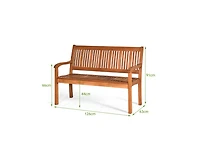 Mondawe Two Person Solid Wood Garden Bench with Curved Backrest and Wide Armrest