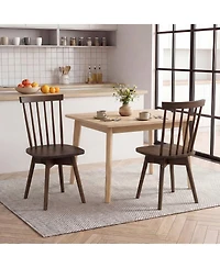 Gymax Dining Chairs Set of 2 Mid Century Rubber Wood Kitchen Swivel Seat Walnut