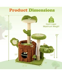 Gymax Cat Tree Tower with Perch Condo Platforms Petal Scratching Board for Indoors