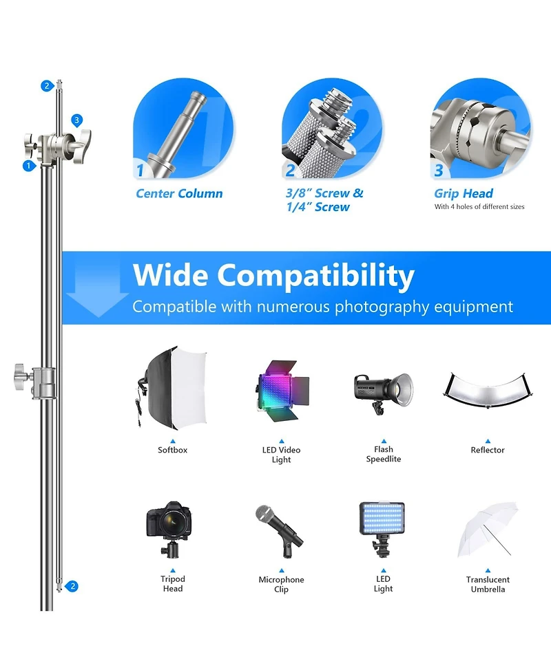 Neewer Photography Light Stand with 10.5ft, 320cm, 4.2ft