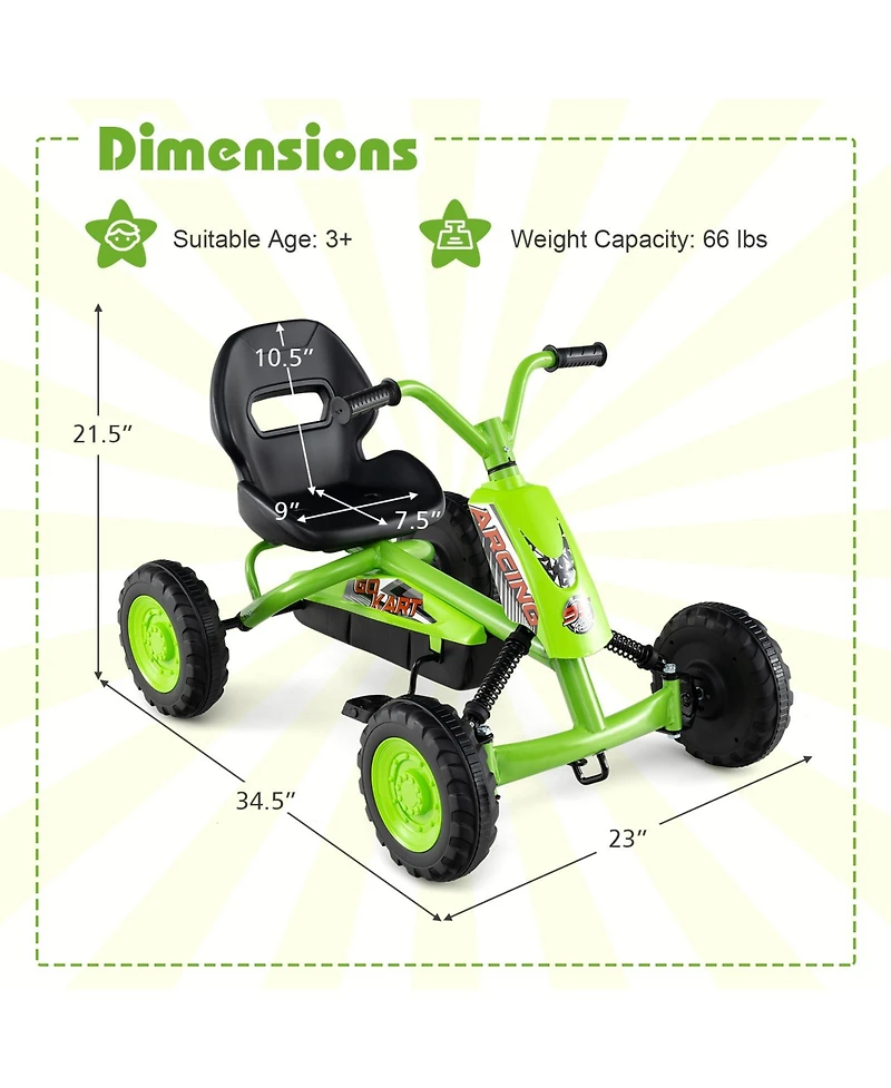Gymax Go Kart for Kids 4 Wheel Toddler Ride On Pedal Car w/ Steering Handlebars