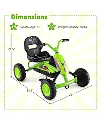 Gymax Go Kart for Kids 4 Wheel Toddler Ride On Pedal Car w/ Steering Handlebars