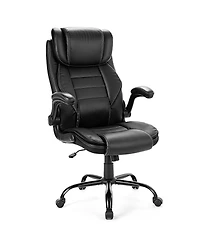 homfan Big and Tall Executive Chair 400 lbs Ergonomic Leather Desk Chair with Lumbar Support and Adjustable Headrest for Long Sitting