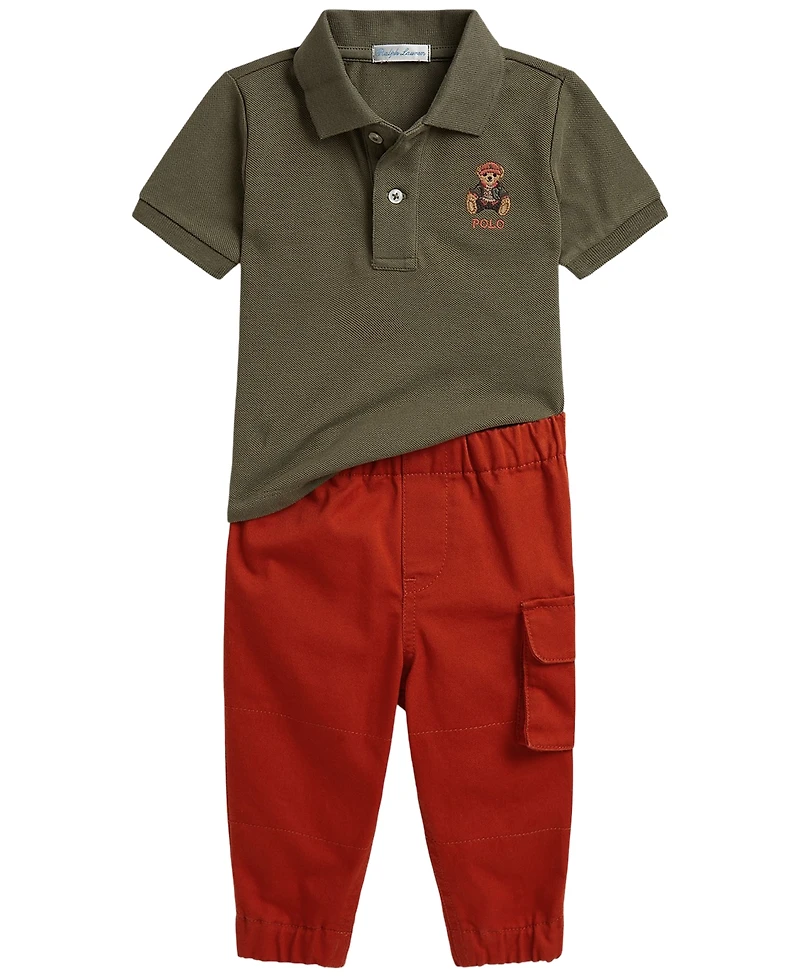 Polo Ralph Lauren Baby Boys' Bear Shirt and Cargo Pants, 2-Piece Set