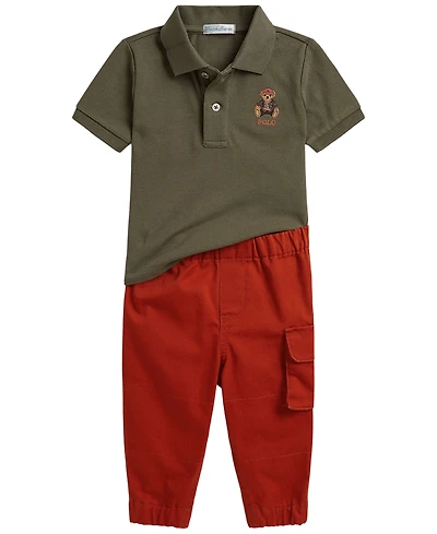 Polo Ralph Lauren Baby Boys' Bear Shirt and Cargo Pants, 2-Piece Set