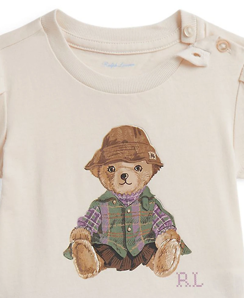 Polo Ralph Lauren Baby Girls' Bear Jersey Peplum T-Shirt and Leggings, 2-Piece Set