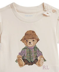 Polo Ralph Lauren Baby Girls' Bear Jersey Peplum T-Shirt and Leggings, 2-Piece Set