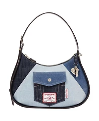 True Religion Women's Zip Top Hobo Bag with Signature Pocket Detail