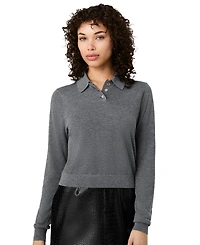 French Connection Women's Nola Fine Knit Collared Long-Sleeve Top